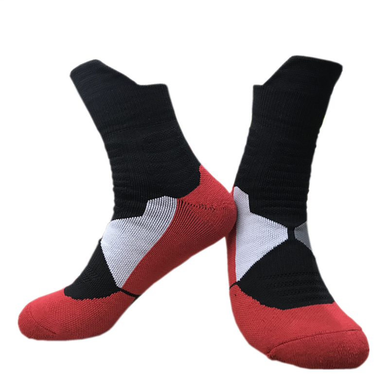 Professional Basketball Socks Male Sports Socks Crew Thickening Slip-slip Deodorant Absorbent Breathable Spell Color Female Socks Compression Scoks